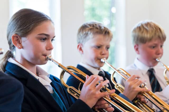 Ardingly Prep pupils playing the trumpet