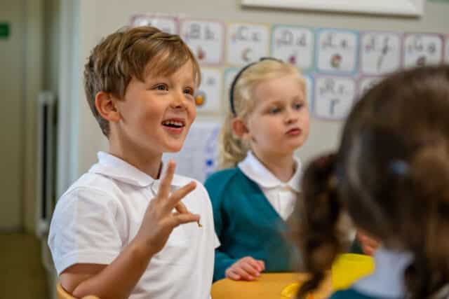 Prep child talking in a lesson