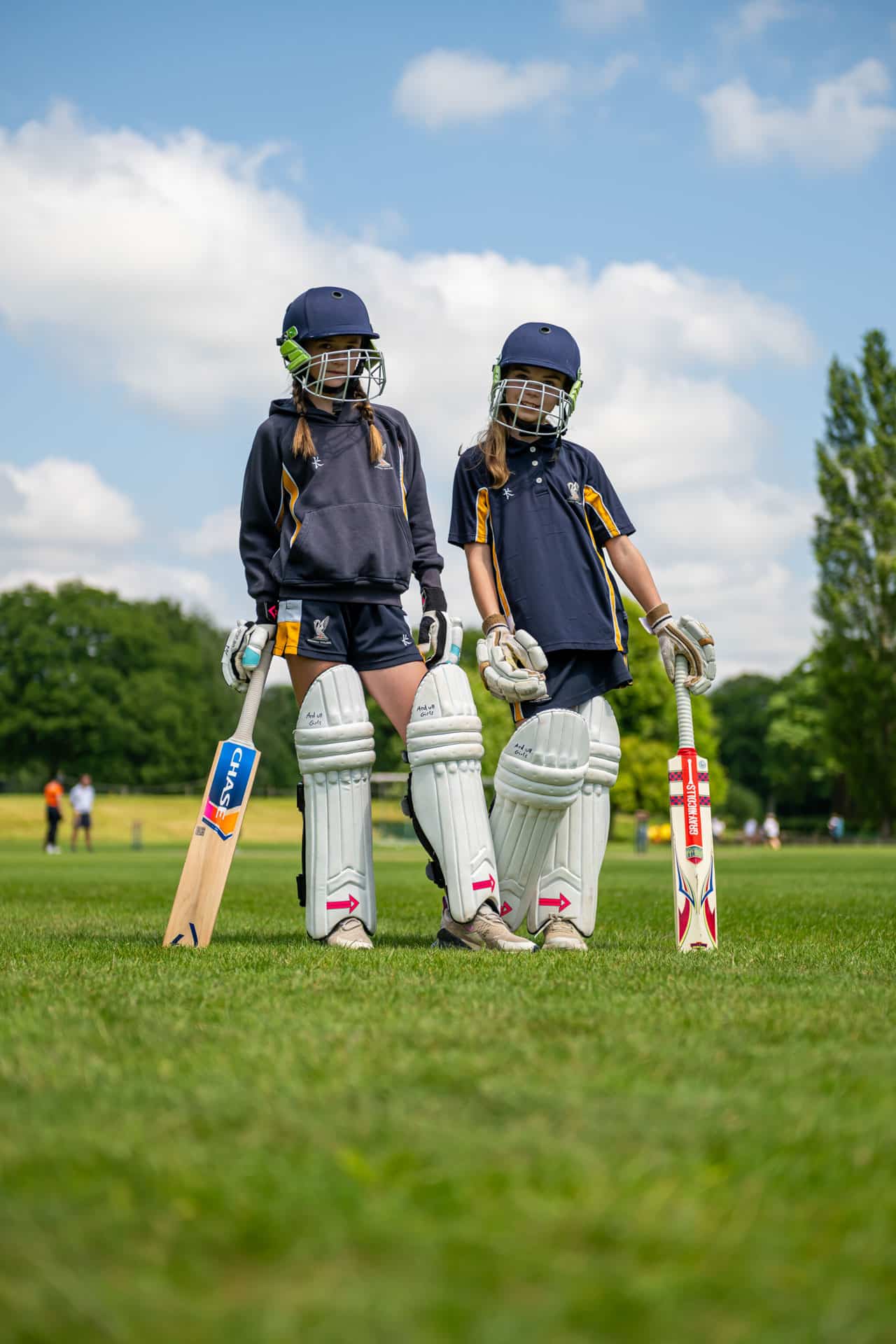Prep girls in their cricket gear