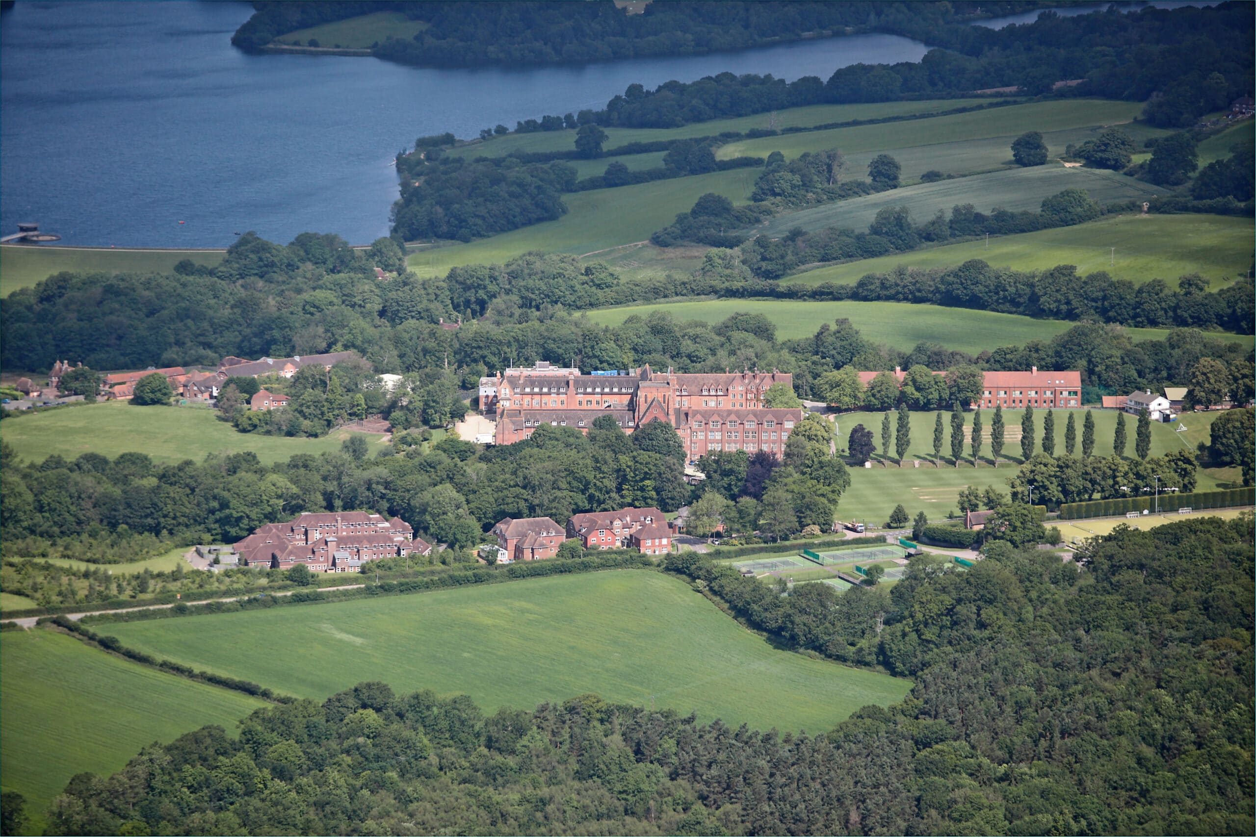Arial view of Ardinlgy College and Ardingly Reservoir