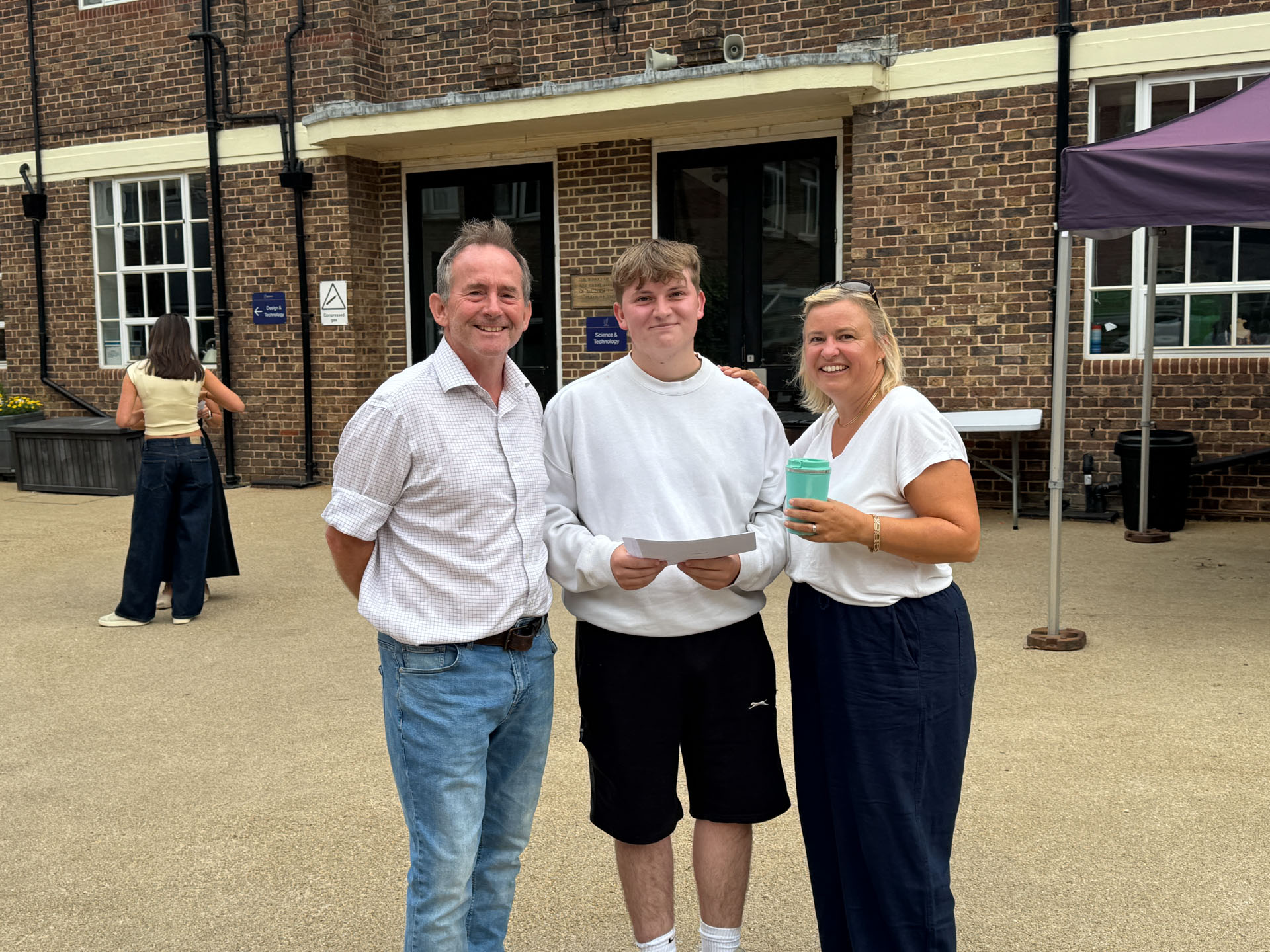 A happy family after receiving A Level results