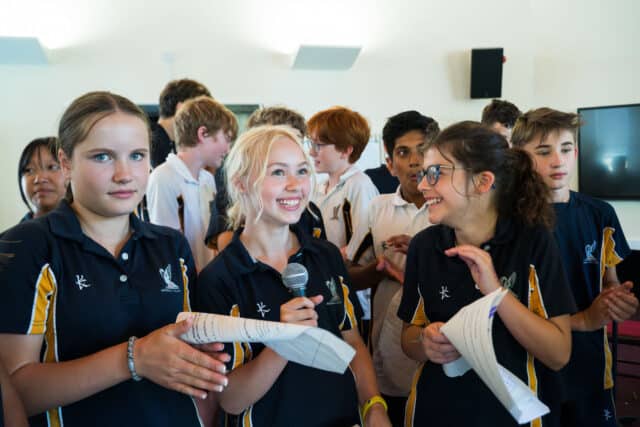 Students engaged in an life skills activity at the end of term