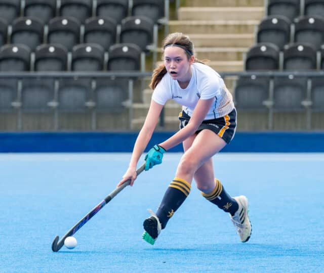 Ardingly player with the ball during the Girls' Hockey Finals 2025.