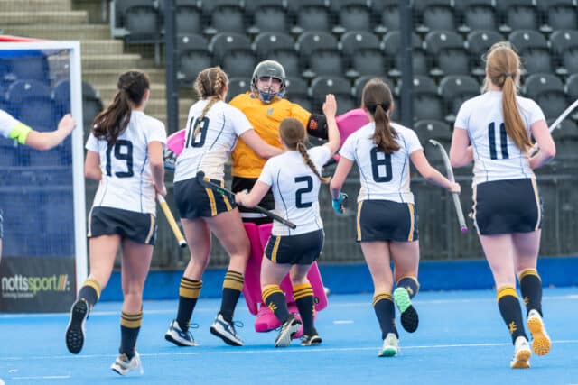 Ardingly players celebrating during the Girls' Hockey Finals 2025.