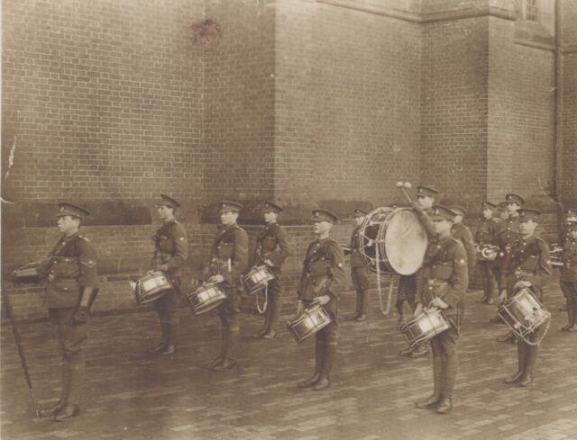 Marching band at Ardingly College during the war