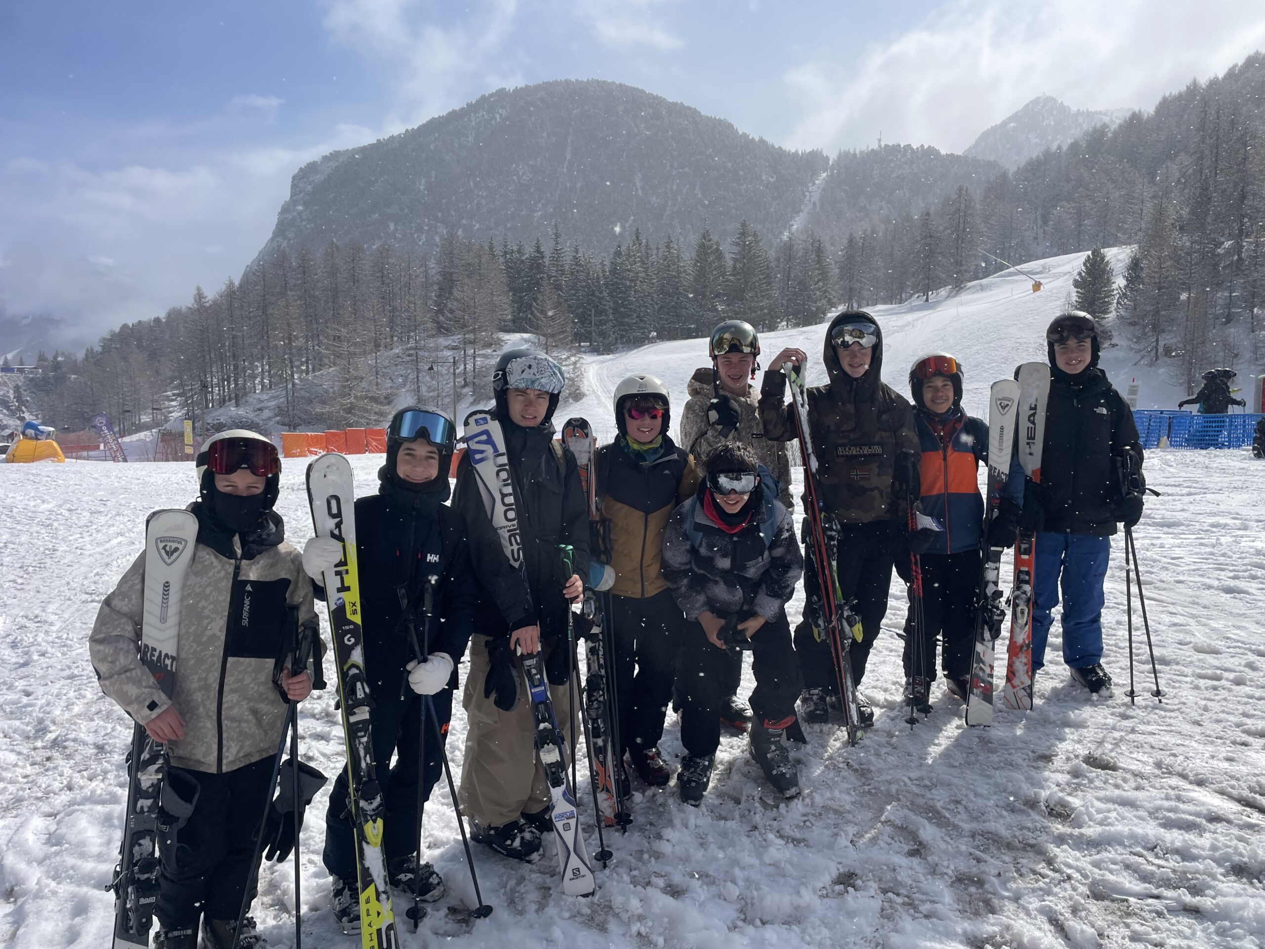 School ski trip group of students and staff