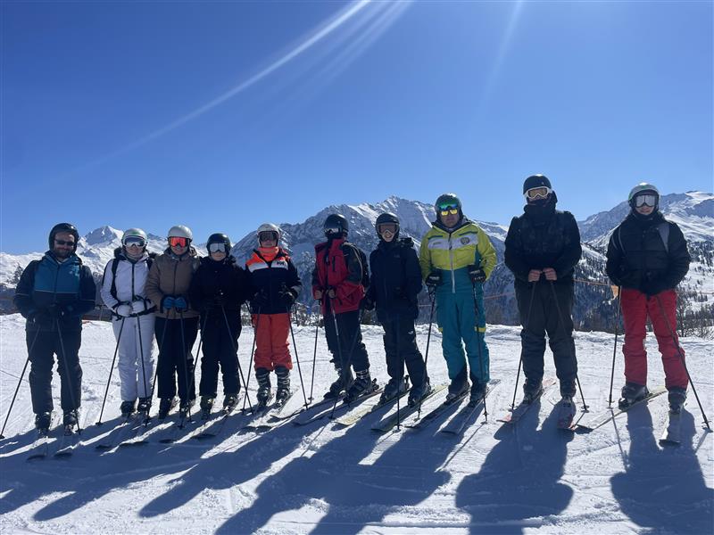 School ski trip group of students and staff