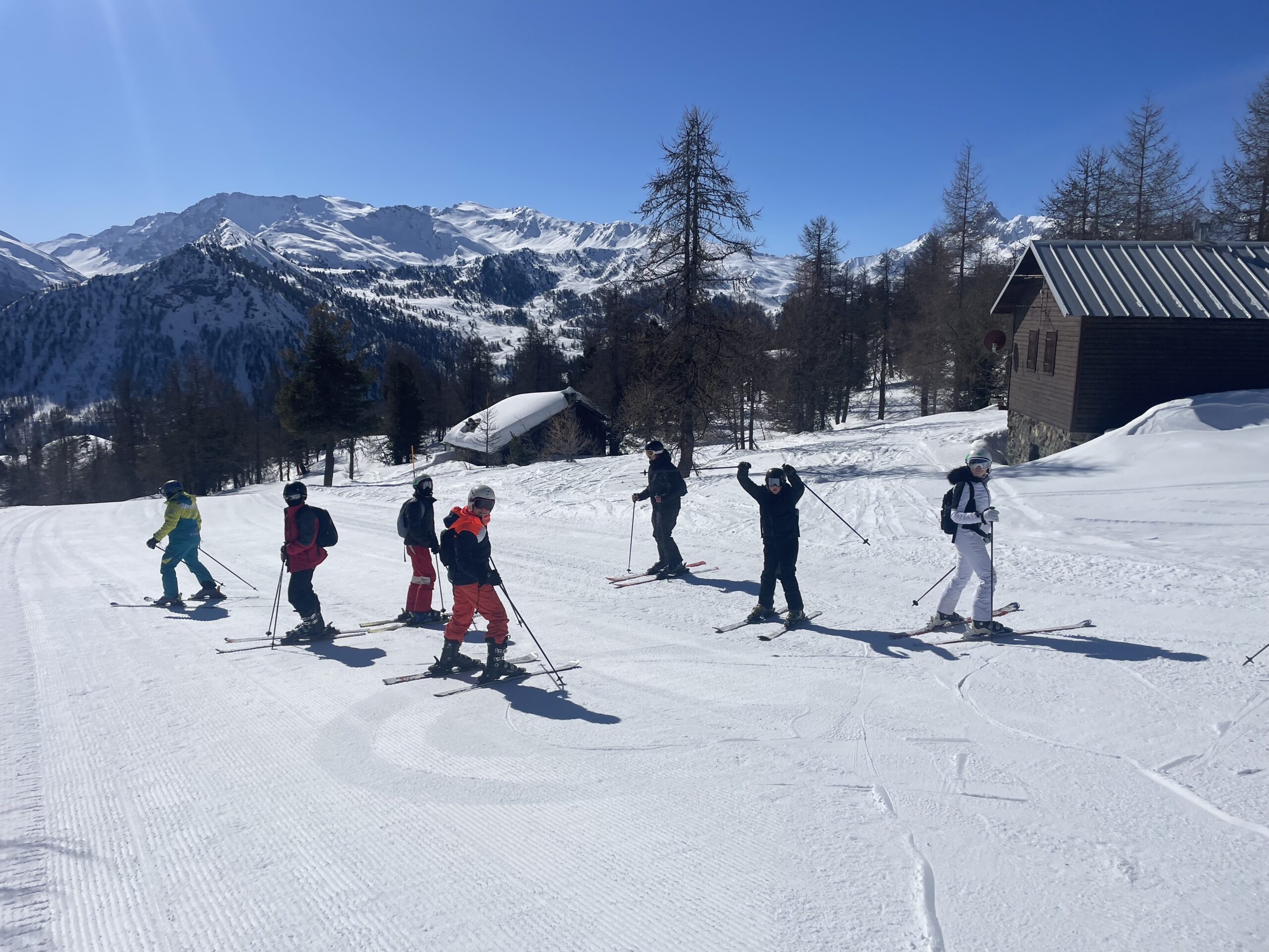 School ski trip group of students and staff