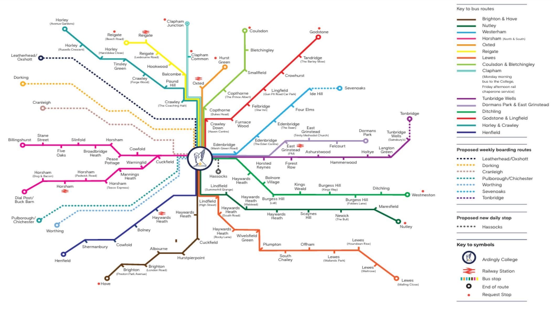 Ardingly College Bus Route Map
