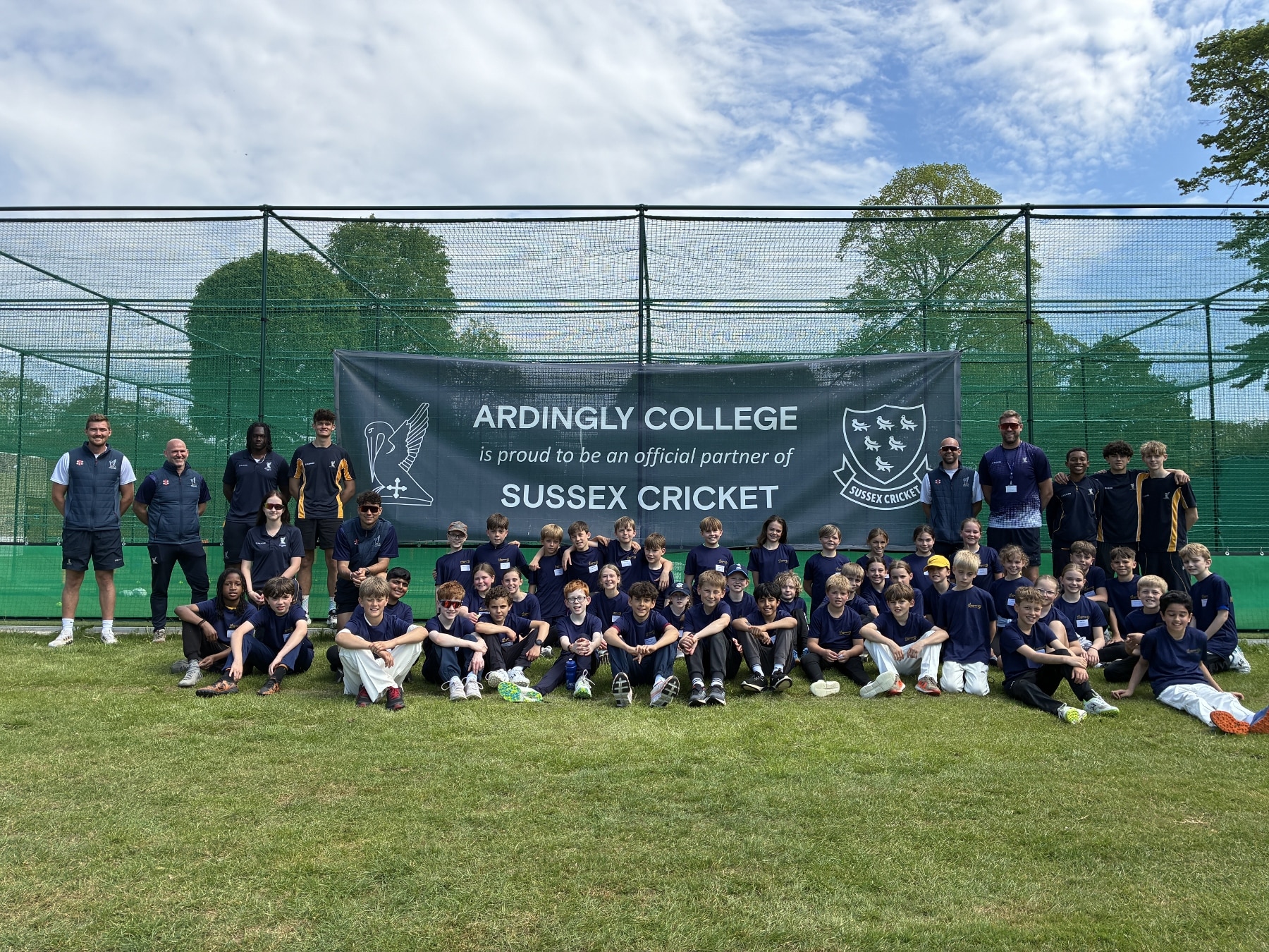 Cricket players on green